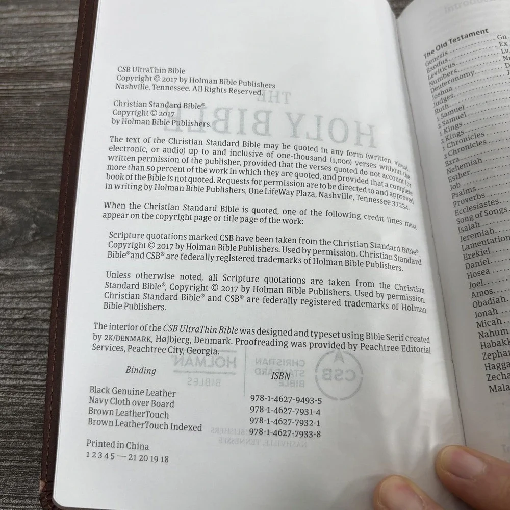 Holy Bible CSB Christian Standard Brown LeatherTouch UltraThin Holman Text